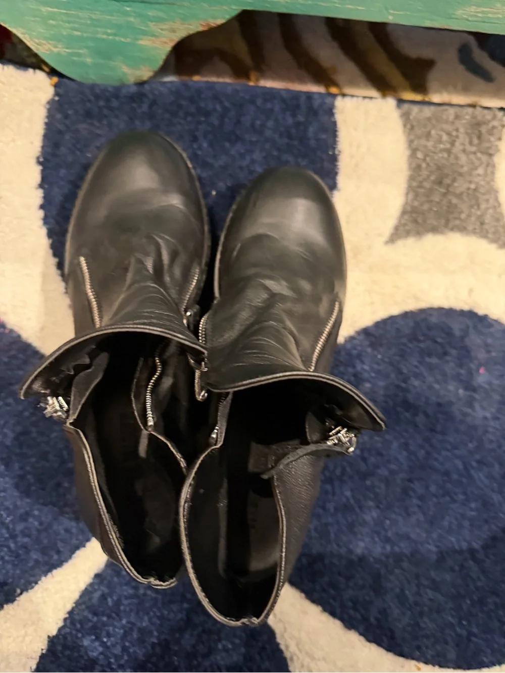 Steve Madden Black Leather Side-Zip Wedge Ankle Boots
